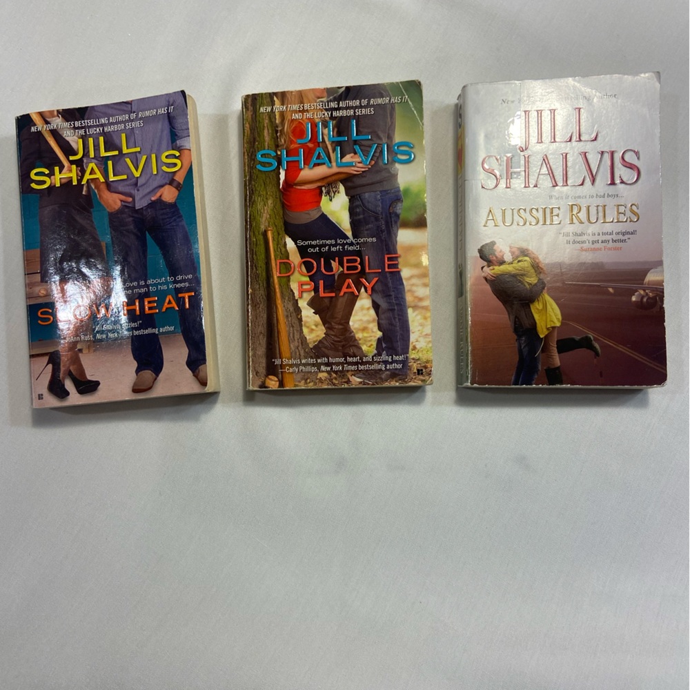 Three Jill Shalvis Paperback Books, Double Play, Slow, Heat, and Aussie Rules
